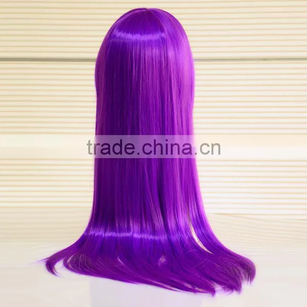 Cheap Factory Price Heat Resistant Synthetic Hair Long Lady Cosplay Wig Purple Wig photo-6