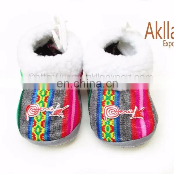 Peruvian Handmade Shoes for Baby of Aguayo Fabric photo-2