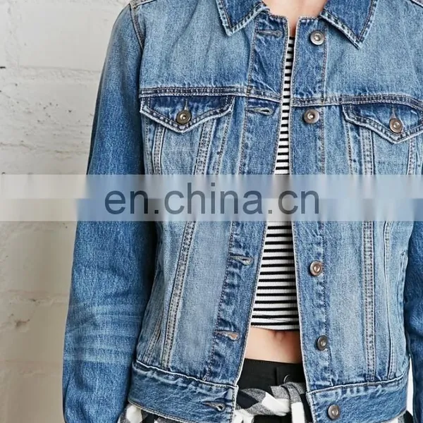 China Factory Supply Long Sleeve Classic Denim Jacket Women Cheap Wholesale photo-2