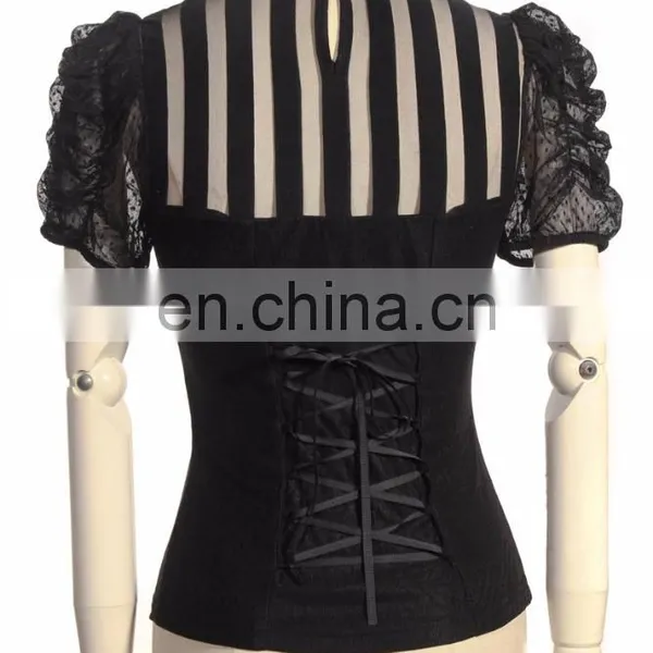 Steampunk Gothic Blouse With Jabot and Octopus Brooch photo-2