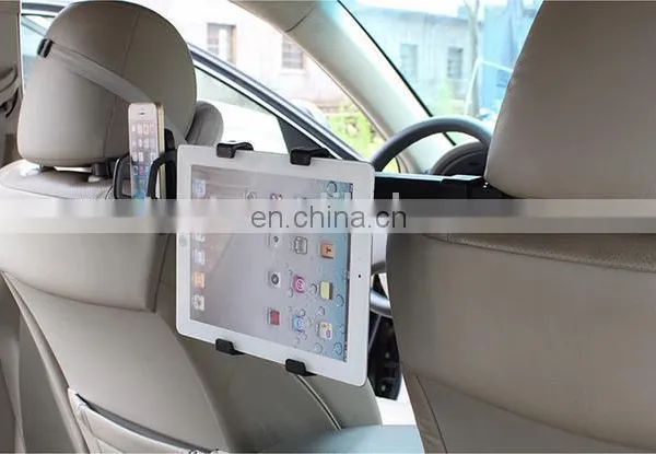 2 in 1 360 Degree Rotation Car Headrest Mount Holder for Tablet and Smartphone for iPad Fit all Under 10 inch Screens