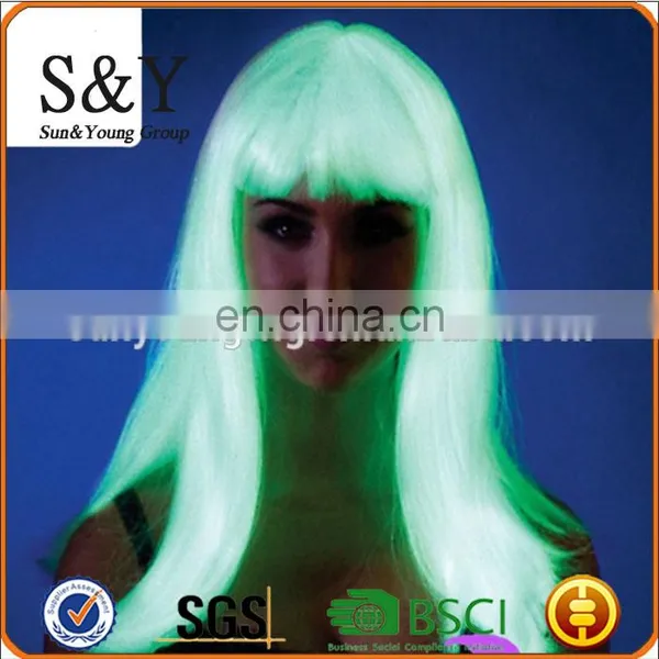 New Fashion Design Luminous Wig With Fluorescent Color