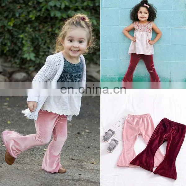 Baby Girls Kids Boho Floral Bell Bottom Velvet Ruffle Leggings Flare Pants 2 Colors Sz80-90 photo-3