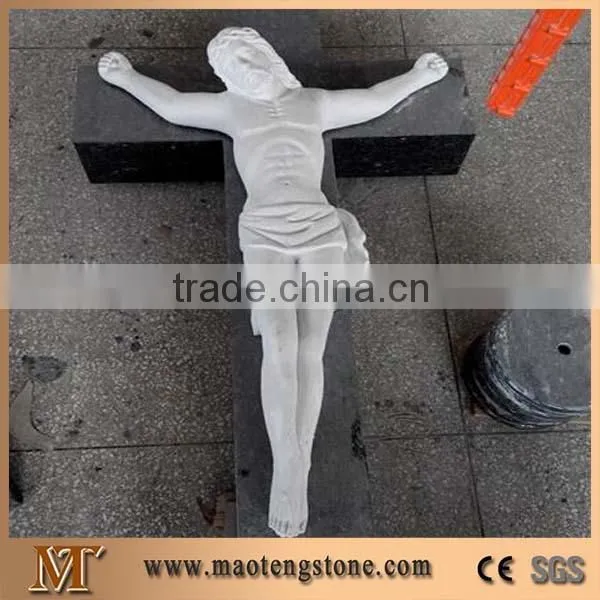 Guangxi White Marble Sculpture Jesus Christ Cross Tombstone Statues