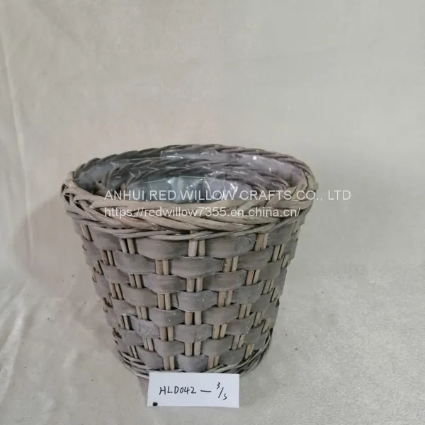Portable Wood Chip Garden Flower Basket For Home And Garden photo-2