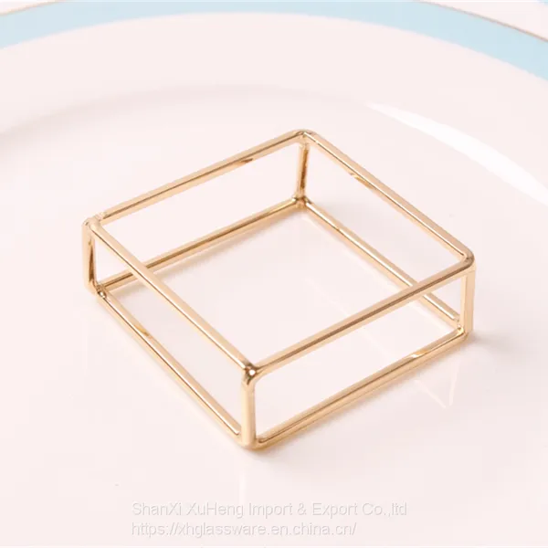Popular Modern Style Simple Metal Square Shaped Napkin Ring photo-3