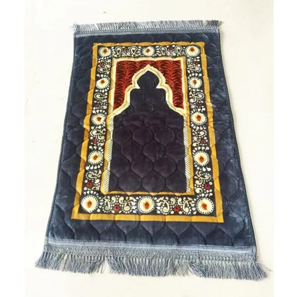 Embossed Travel Mosque Carpet Islam Middle East Muslim Toward Muslim Qibla Blanket Foldable Prayer Mat Folder Rug With Backrest