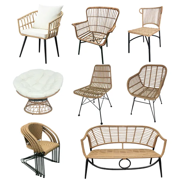 Guangzhou Factory Cheap Patio Furniture Outdoor Rattan Woven Rope Dining Chair Garden Outdoor Wicker Chair