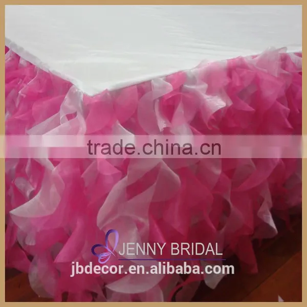 TS055E New Fancy Organza and Taffeta Curly Willow Wedding Table Skirting Quality Choice photo-6