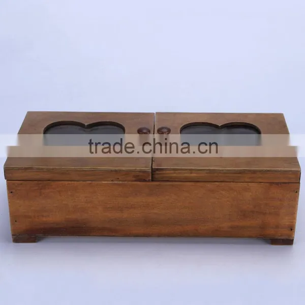 Unique Painted Storage Wooden Box Wooden Crate With Glass Set of 2
