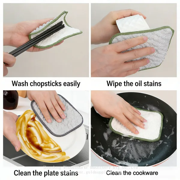 Kitchen Dishwashing Cloth Silver Thread Cotton Sponge Dish Washing Cloth photo-5