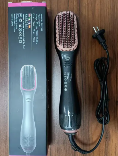 1200W Hot Air Styling Brush — 2-in-1 Blow Dryer & Hair Straightener, 120-240V Dual Voltage photo-2