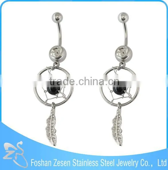 Blue Crystal Antique Style Dream Catcher Belly Naval Dangle Body Jewelry photo-3