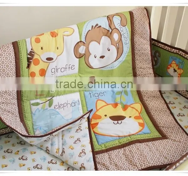 Monkey and Tiger 3pcs Newborn European Baby Bedding Set From Professional Manufacturer photo-3