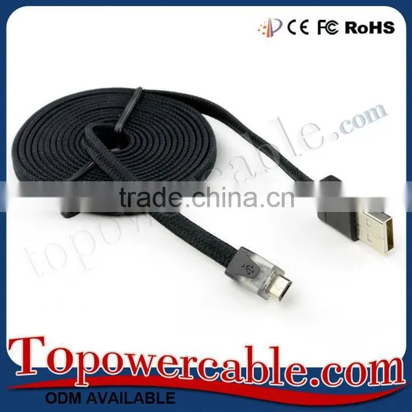 For Samsung Galaxy Led Braided Cord White Micro Usb Cable With Led Light photo-3