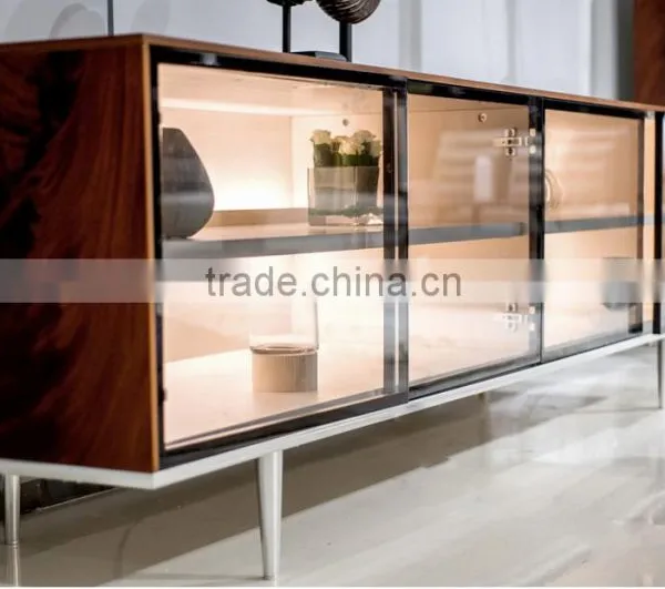 Factory Mahogany Wood Price Modern Living Room Furniture Sideboard With Warm Led Backlight photo-3