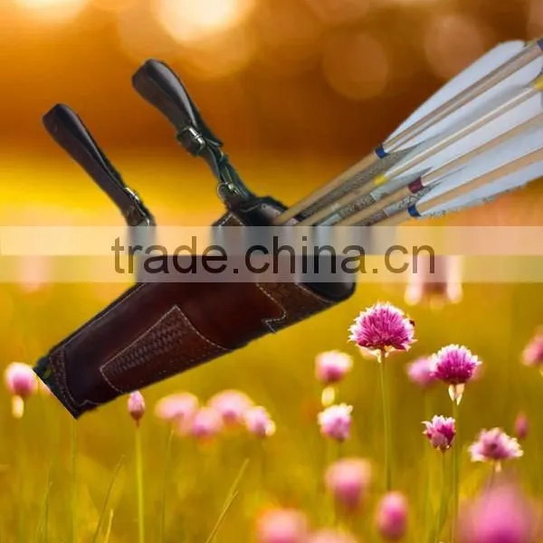 Archery Traditional Brown Leather Side Quiver For Traditional Bow And Recurve Bow Shooting
