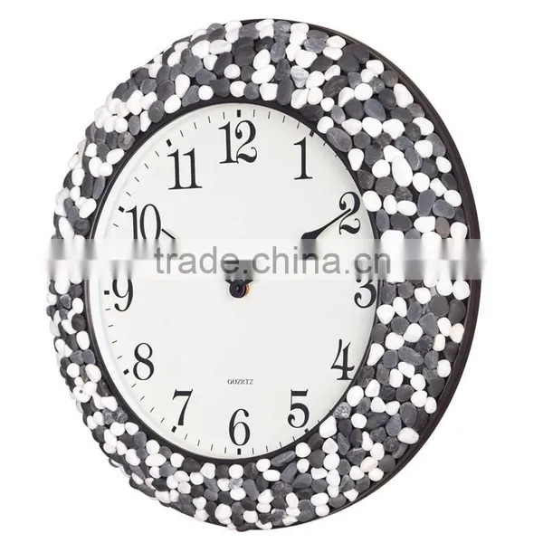 46cm Home Decorative Natural Cobblestone Wall Mounted Clock Mute photo-4