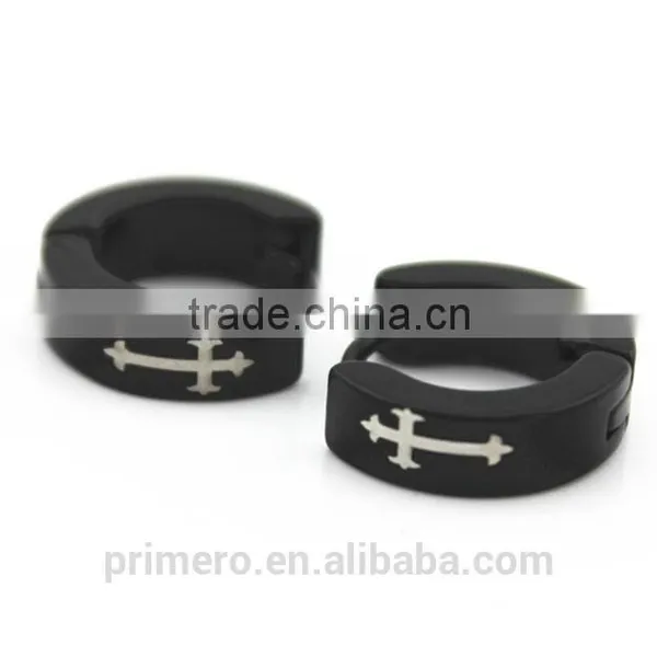 316L Stainless Steel Hip Hop Earrings Fashion Punk Black Men Cross Jewelry Wholesale photo-6