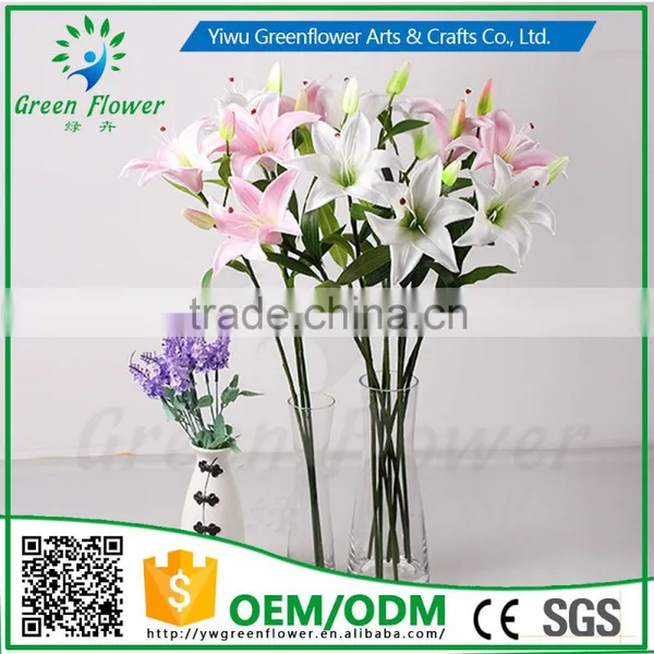 2016 Wholesale Multicolor Latex Artificial PU Flowers Lily Real Touch Bouquet Wedding Bridal Decor Display Flower photo-6