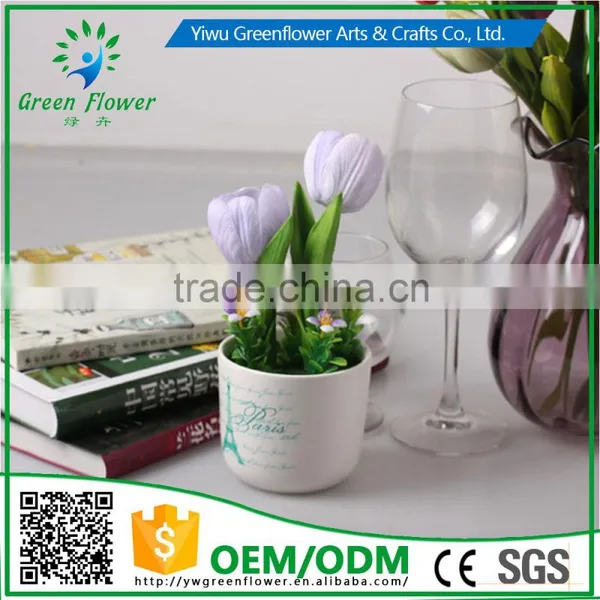 2016 Wholesale Multicolor Latex Artificial PU Flowers Tulip Bonsai Real Touch Bouquet Wedding Bridal Decor Display Flower photo-3