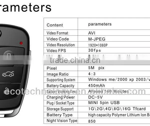 1080P Night Vision Action Camera Motion Detection DVR Car Key Camera S820 photo-3