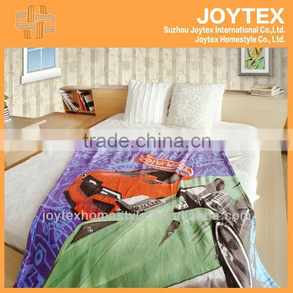 Car Printed Coral Fleece Blanket Made in China