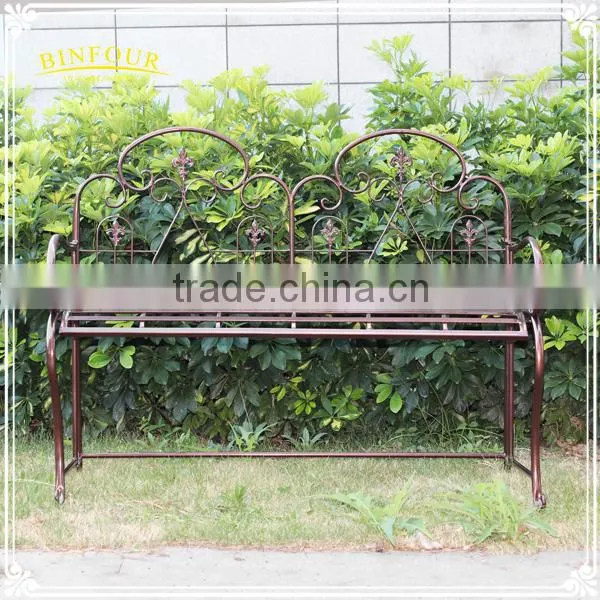 Custom Brown Metal Garden Bench Patio Furniture for Sale photo-2