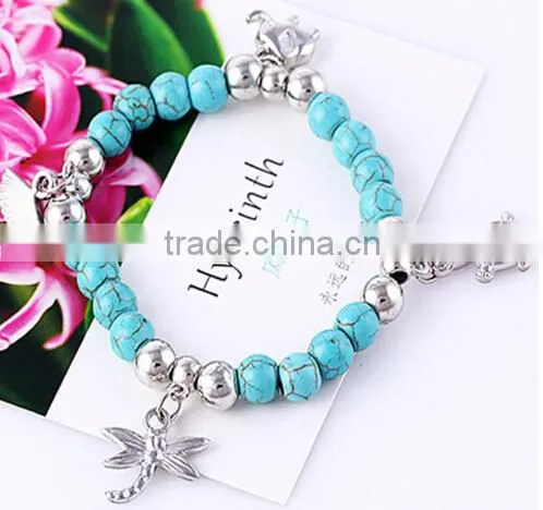 >>NEW SW16573 Promotion Beaded Charm Bracelet Turquoise Bracelet// photo-5