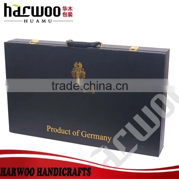 Custom Paper Red Wine Box,pu Leather Wine Box With Handle,6 Slots Black pu Wine Box With Handle Quality Choice photo-2