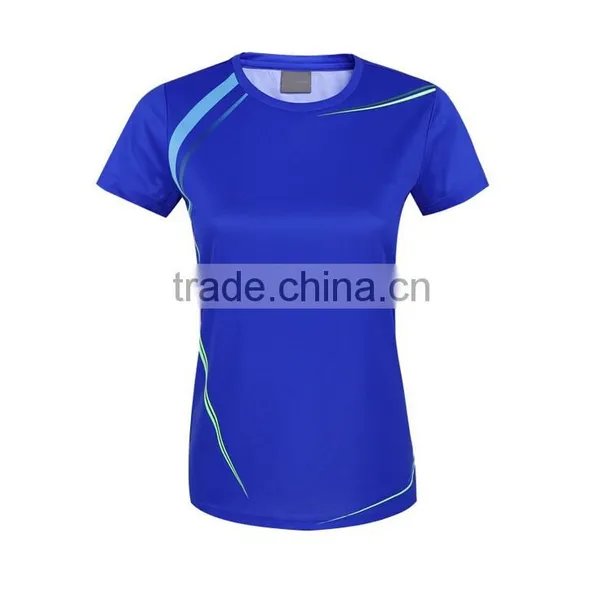 2016 Custom Wholesalecomfortable Ladies Royal Blue Running Tshirt photo-3
