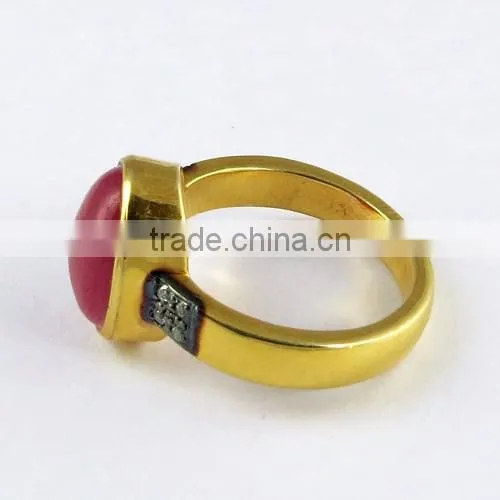 Lavender !! Gold Plated Ruby & CZ 925 Sterling Silver Ring, Wholesale Silver Jewelry, Indian Jewelry Manufacturer photo-4