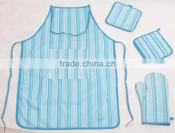 Custom Cotton Apron With Oven Mitt Glove Pot Holder Cheap Apron Set photo-6