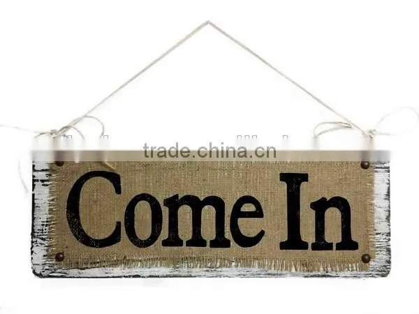 Wooden Home Sign Handmade Customized Burlap Printing
