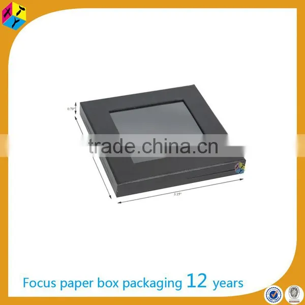 Black Cardboard Paper Jewelry Gift Boxes Clear Lid photo-2