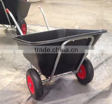 160L Two Wheels Plastic Tray Garden Wheelbarrow , Farm Wheelbarrows