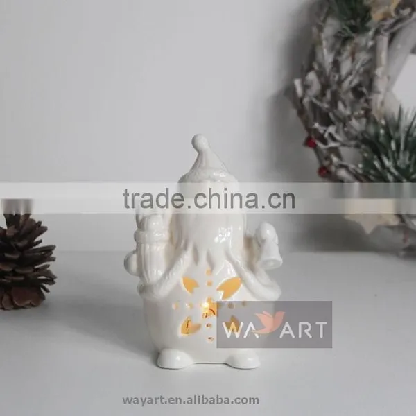 White Ceramic Christmas Father Decroations Santa Claus Candle Holders photo-4