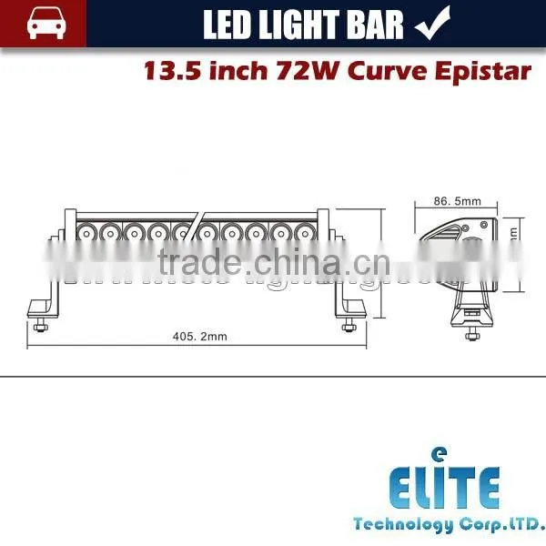 13.5 Inch 72w Offroad Curve Led Light Bar for Trucks Jeep photo-6