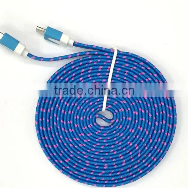 New Arrival Micro Colorful Noodle Flat Data Sync 3m USB Charging Cable for Cell Phone photo-2