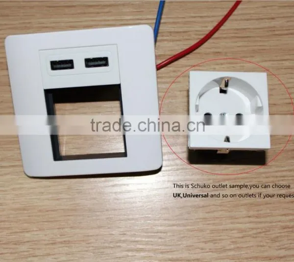 Highest Quality Output Current 2.1A Plug Socket With Double Usb USB Wall Socket EU photo-3