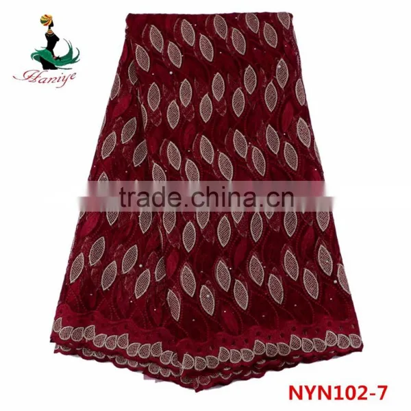 2016 Haniye Wholesale French Net Lace Fabric/Nigeria Lace Fabric for Lady Garment/NYN102 photo-5