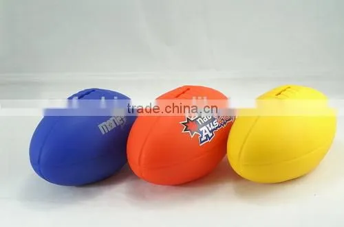 American Football Shaped Colorful Plastic Money Saving Bank, Coin Bank