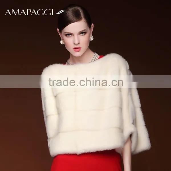 Wholesale White Velvet Mink Short Mink Coat Shawl for Girls