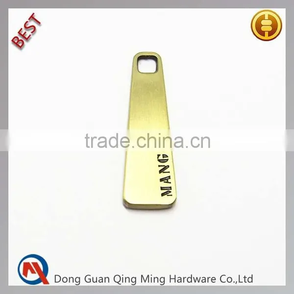 Brush Brass Customized Zipper Puller With Logo