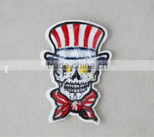 Lovely Design Person Skull Pattern Patches Polyerster Embroidery Fabric Patch Trim Red and White Color for Wholesale photo-4