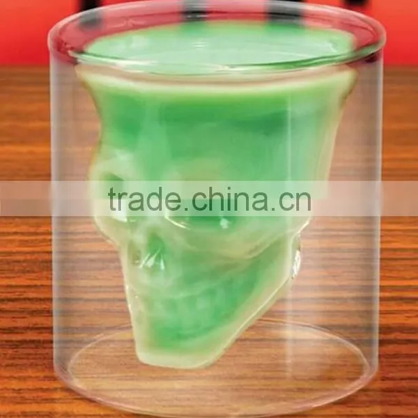 Skull Heat Resistant Glass Coffee Cup Personalized Skull Heads Hand Blown Double Wall Glass Cup photo-4