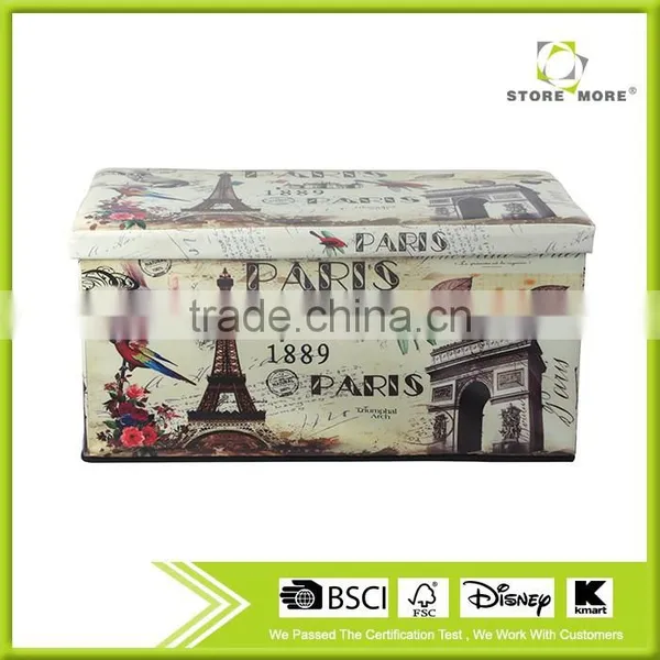 Decorative Storage Footstool/Paris Printing Footsool photo-2