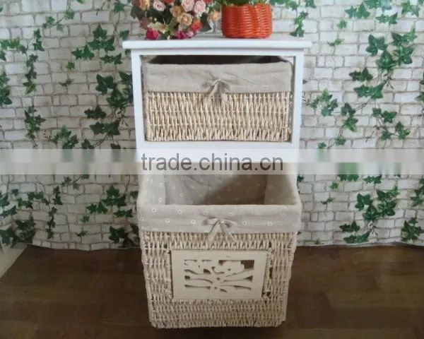 Modern Practical Tall White Wooden Cabinet With 2 Drawer photo-2
