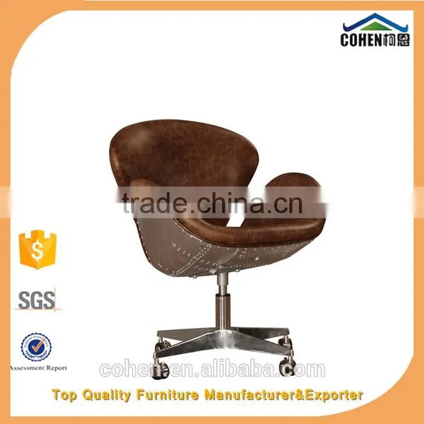 New Model Genuine Leather Egg Chair With Aluminium Back Coating/swivel Bar Chair With High Back/lounge Chair photo-5