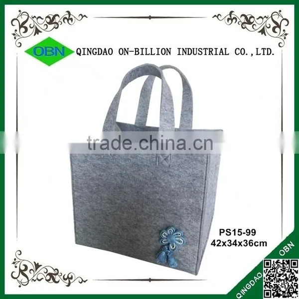 Large Handmade Grey Cheap Foldable Felt Shopping Bag photo-4